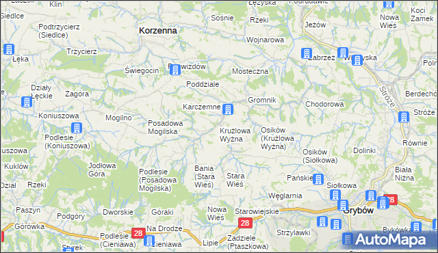 mapa Krużlowa Wyżna, Krużlowa Wyżna na mapie Targeo