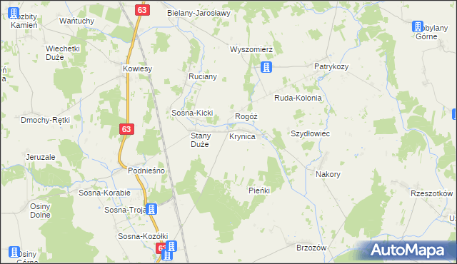 mapa Krynica gmina Suchożebry, Krynica gmina Suchożebry na mapie Targeo