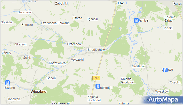 mapa Krypy gmina Wierzbno, Krypy gmina Wierzbno na mapie Targeo