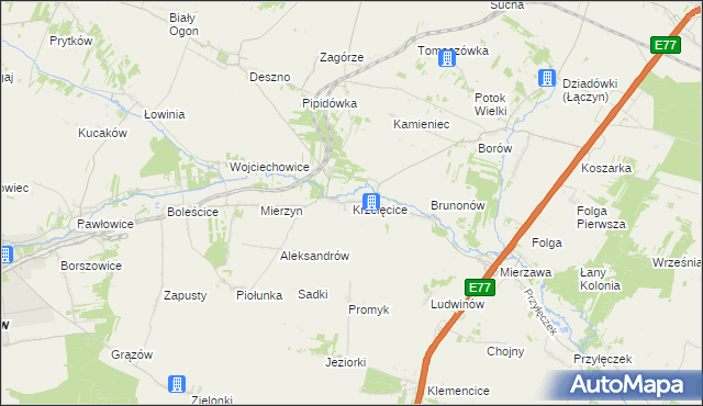 mapa Krzcięcice, Krzcięcice na mapie Targeo