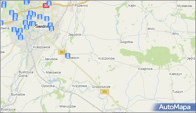 mapa Krzczonów gmina Świdnica, Krzczonów gmina Świdnica na mapie Targeo