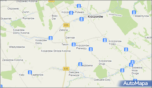 mapa Krzczonów Pierwszy, Krzczonów Pierwszy na mapie Targeo