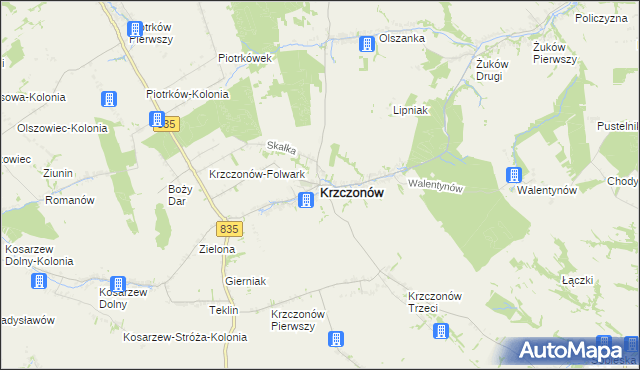 mapa Krzczonów powiat lubelski, Krzczonów powiat lubelski na mapie Targeo