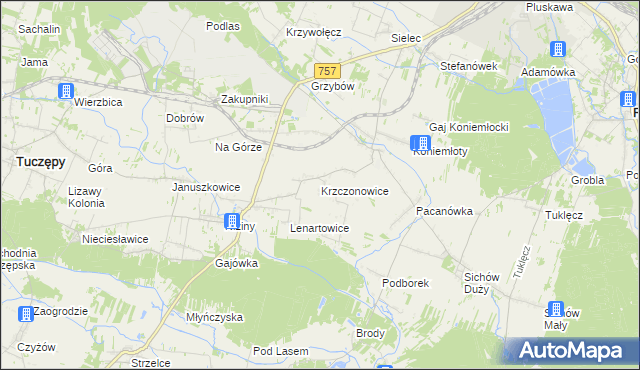 mapa Krzczonowice gmina Staszów, Krzczonowice gmina Staszów na mapie Targeo