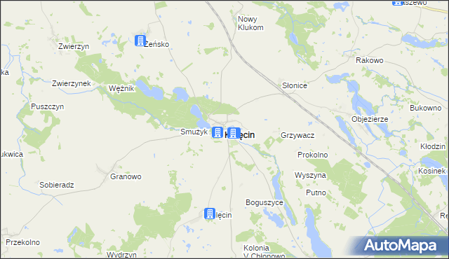 mapa Krzęcin powiat choszczeński, Krzęcin powiat choszczeński na mapie Targeo