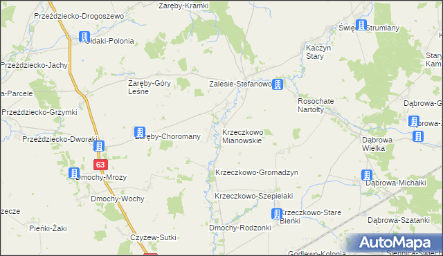 mapa Krzeczkowo Mianowskie, Krzeczkowo Mianowskie na mapie Targeo