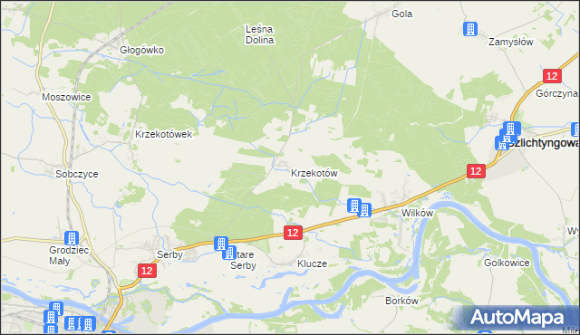 mapa Krzekotów, Krzekotów na mapie Targeo