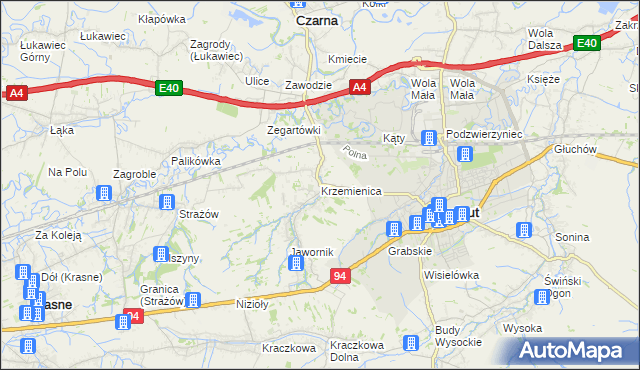 mapa Krzemienica gmina Czarna, Krzemienica gmina Czarna na mapie Targeo