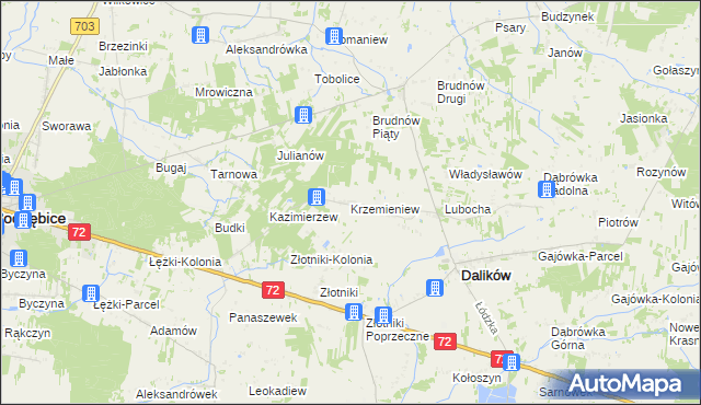 mapa Krzemieniew, Krzemieniew na mapie Targeo