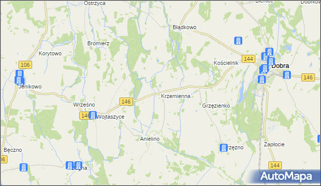 mapa Krzemienna gmina Dobra, Krzemienna gmina Dobra na mapie Targeo