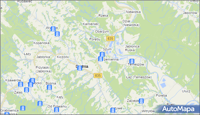 mapa Krzemienna gmina Dydnia, Krzemienna gmina Dydnia na mapie Targeo