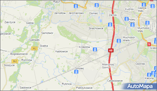 mapa Krzeptów, Krzeptów na mapie Targeo