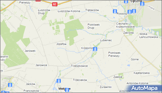 mapa Krzesimów, Krzesimów na mapie Targeo