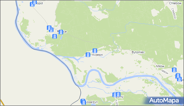 mapa Krzesin gmina Cybinka, Krzesin gmina Cybinka na mapie Targeo