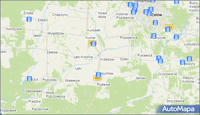 mapa Krześlów, Krześlów na mapie Targeo