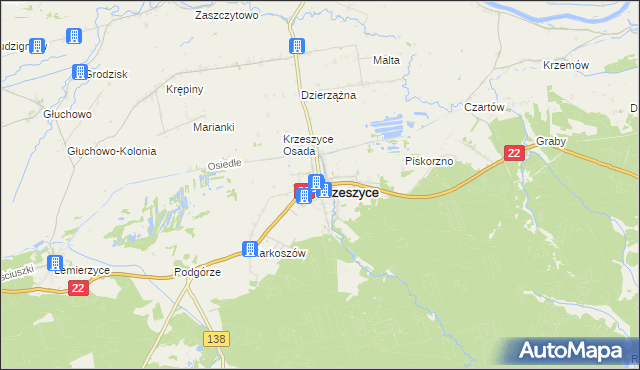 mapa Krzeszyce, Krzeszyce na mapie Targeo