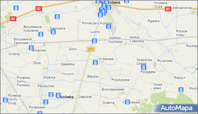mapa Krzewata, Krzewata na mapie Targeo
