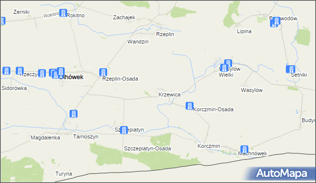 mapa Krzewica gmina Ulhówek, Krzewica gmina Ulhówek na mapie Targeo