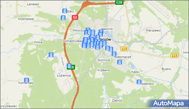 mapa Krzewno gmina Goleniów, Krzewno gmina Goleniów na mapie Targeo