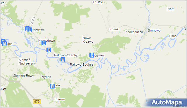 mapa Krzewo gmina Piątnica, Krzewo gmina Piątnica na mapie Targeo