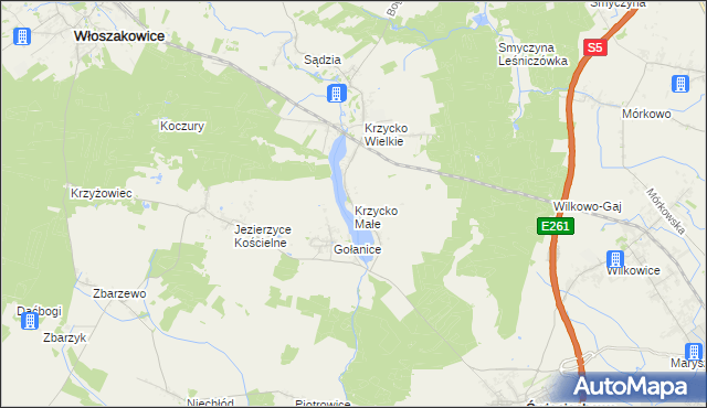 mapa Krzycko Małe, Krzycko Małe na mapie Targeo