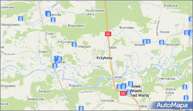 mapa Krzykosy powiat średzki, Krzykosy powiat średzki na mapie Targeo