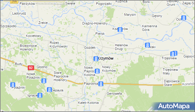 mapa Krzymów powiat koniński, Krzymów powiat koniński na mapie Targeo