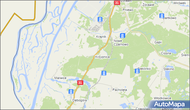 mapa Krzypnica, Krzypnica na mapie Targeo