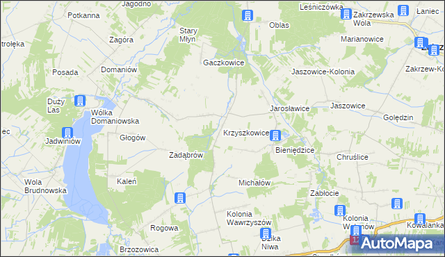 mapa Krzyszkowice gmina Przytyk, Krzyszkowice gmina Przytyk na mapie Targeo