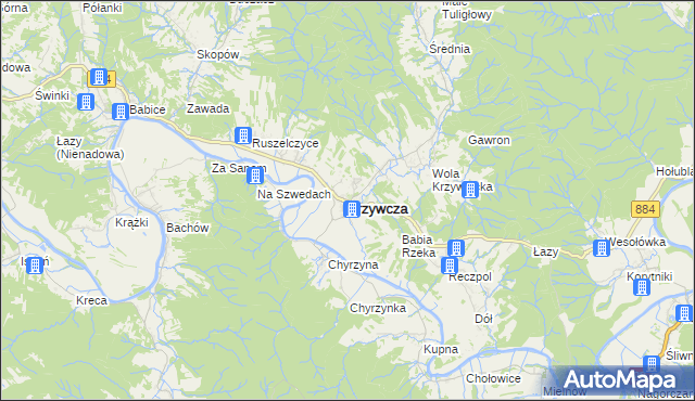 mapa Krzywcza, Krzywcza na mapie Targeo