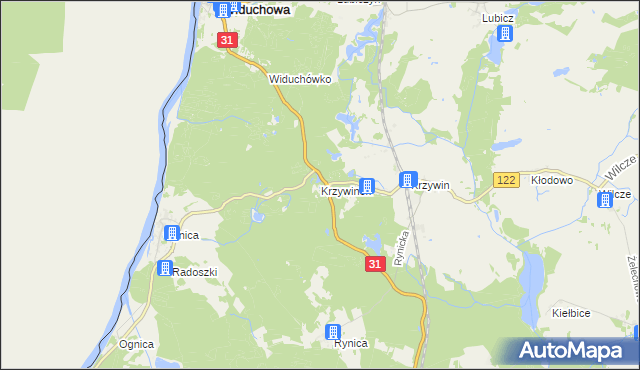 mapa Krzywinek, Krzywinek na mapie Targeo