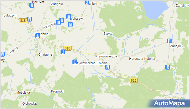 mapa Krzywowierzba, Krzywowierzba na mapie Targeo