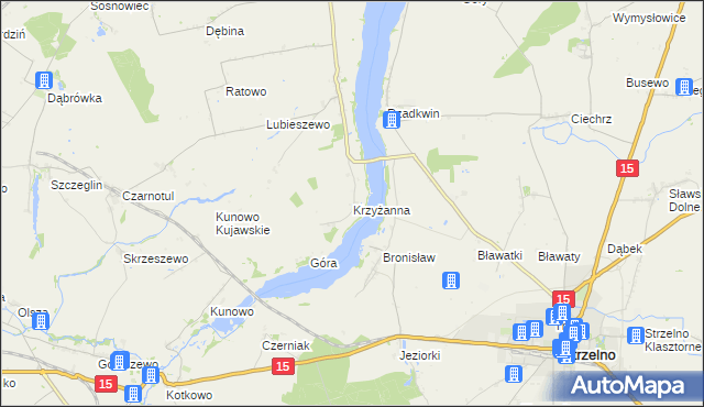 mapa Krzyżanna, Krzyżanna na mapie Targeo