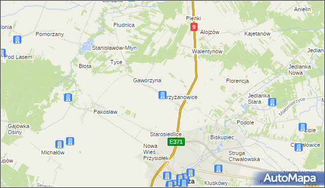 mapa Krzyżanowice gmina Iłża, Krzyżanowice gmina Iłża na mapie Targeo