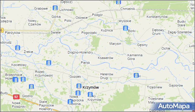 mapa Ksawerów gmina Kramsk, Ksawerów gmina Kramsk na mapie Targeo