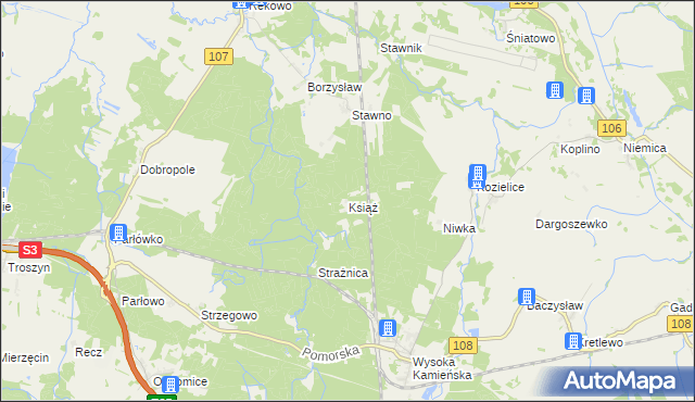mapa Książ gmina Golczewo, Książ gmina Golczewo na mapie Targeo