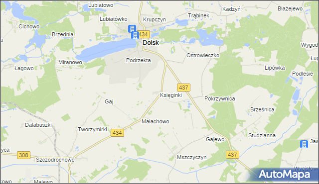 mapa Księginki gmina Dolsk, Księginki gmina Dolsk na mapie Targeo