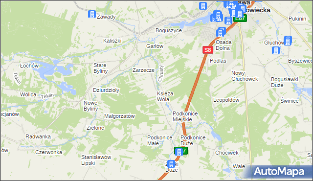 mapa Księża Wola, Księża Wola na mapie Targeo