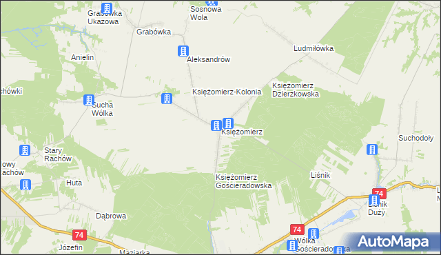 mapa Księżomierz, Księżomierz na mapie Targeo