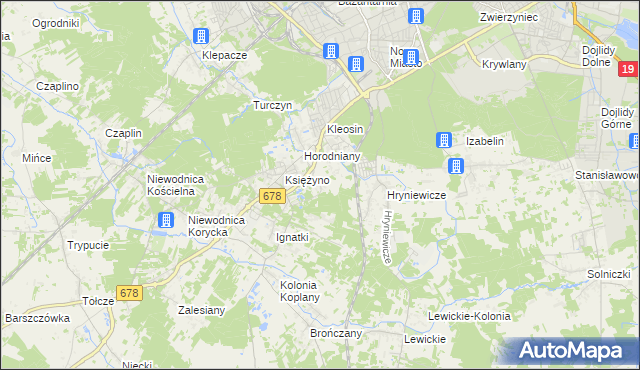 mapa Księżyno-Kolonia, Księżyno-Kolonia na mapie Targeo