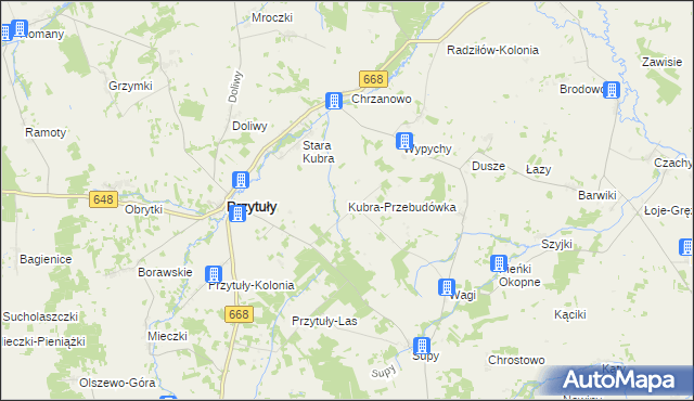 mapa Kubra-Przebudówka, Kubra-Przebudówka na mapie Targeo