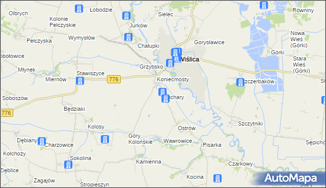 mapa Kuchary gmina Wiślica, Kuchary gmina Wiślica na mapie Targeo