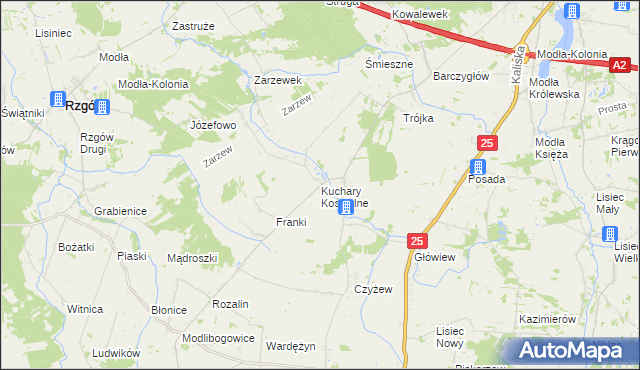 mapa Kuchary Kościelne, Kuchary Kościelne na mapie Targeo