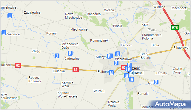 mapa Kuczyna gmina Brześć Kujawski, Kuczyna gmina Brześć Kujawski na mapie Targeo