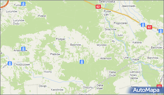 mapa Kukawki gmina Jadów, Kukawki gmina Jadów na mapie Targeo