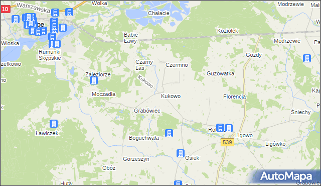 mapa Kukowo gmina Skępe, Kukowo gmina Skępe na mapie Targeo