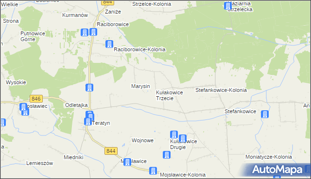 mapa Kułakowice Trzecie, Kułakowice Trzecie na mapie Targeo