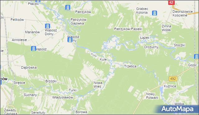 mapa Kule gmina Popów, Kule gmina Popów na mapie Targeo