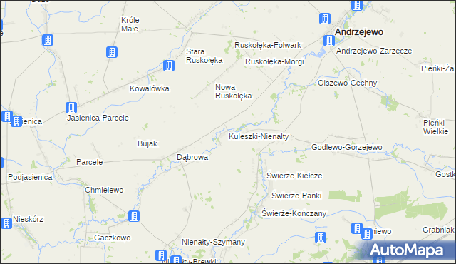 mapa Kuleszki-Nienałty, Kuleszki-Nienałty na mapie Targeo