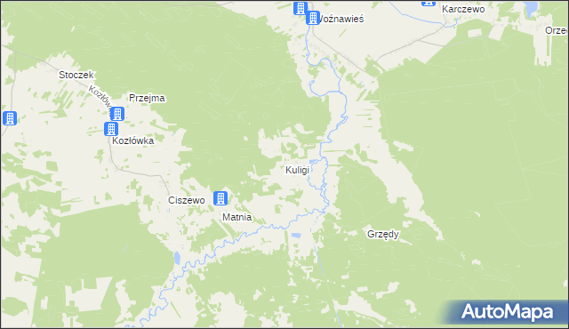 mapa Kuligi gmina Rajgród, Kuligi gmina Rajgród na mapie Targeo